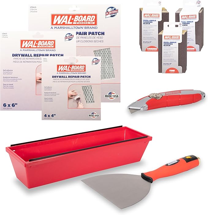 WAL-BOARD TOOLS Drywall Patch Repair Kit, Pan, Knife, Aluminum Mesh, Plaster Finishing Tools, DTKPR1