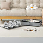 Under Bed Storage with Wheels, No Assemble Required 5.5 inches height grey under bed storage bins,Low Profile Rolling Underbed Shoe Storage containers，dorm underbed storage drawers