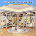 Raybee 88.2" W Clothes Rack Heavy Duty Clothing Racks for Hanging Clothes Extra Wide Portable Closet Loads 1200LBS Freestanding Garment Rack for Bedroom 88.2" W x 75.6" H x 15.7" D, White