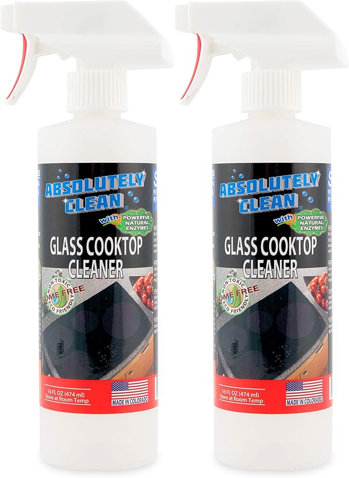 Absolutely Clean Amazing Ceramic & Glasstop oven cleaner heavy duty- Fume Free & Scratch Free - Streakfree - Powerful, Natural Enzymes - USA Made