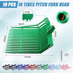 Lasnten 10 Pcs Manure Fork Head 18 Tines Pitch Fork Head with Screws and Nuts Durable Stable ABS Plastic Replacement Pitch for Gardening Horse Stall Picking up Manure Grass Hay