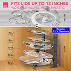 BTH Adjustable Pot Lid Organizer for Cabinet - Kitchen Storage Rack 6 Adjustable Shelves, Pot Lid Holder, Pan and Pot Rack Organizer, Pantry & Inside Cabinet Organizer (13” Clearance)