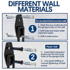 3-H Garage Wall Hooks 42 Pack, Heavy Duty Garage Hooks with Extra Welding Spots, Wall Mount Storage Organizer for Hanging Garden Lawn Tools, Ladder, Bike, WeedEater, Chair, Shovel, Blower (Black)