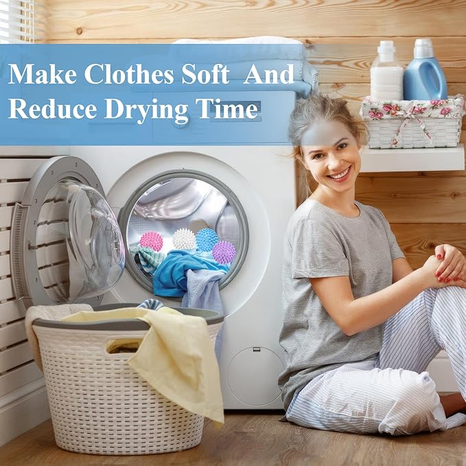 6 Pack Laundry Balls for Dryer, Dryer Balls Laundry Reusable, Dryer Ball Plastic Pellet Packs for Fabric Soften, Reduce Wrinkle and Less Static Cling