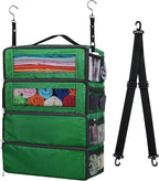 Suitcase Organizer - Carry On Closet Luggage Organizers Accessories - Foldable & Hangable Portable Hanging Travel Shelves with Shoulder Strap - Medium, Green