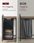 VASAGLE Laundry Hamper, Laundry Basket, Laundry Sorter with 2 Pull-Out and Removable Bags, Shelf, Metal Frame, 2 x 12.1 Gallons (46 L), 28.8 x 13 x 28.4 Inches, Slate Gray and Rustic Brown UBLH201G01
