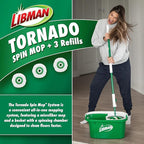 Libman Tornado Spin Mop System with Refill Heads, Microfiber Spinning Mop and Bucket with Wringer Set for Home, Floor Cleaning of Hard-Wood, Laminate, Tile, All Surface Cleaner