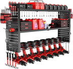 Power Tool Organizer Wall Mount, 3 Layer Heavy Duty Garage organizer Loads 260lbs, Tool Organizers with 8 Drill Hanger, Battery Tools Holder Garage Storage Organization for Workbench, Pegboard, Shed