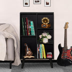 YAHARBO Small Black Narrow Bookshelf,3 Tier Modern Bookcase with Legs,Bookshelves Wood Storage Shelf,Rustic Book Shelves Cube Organizer,Display Bookcase