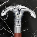 Deluxe Walking Sticks | Rosewood Crafted Cane with Solid Brass Chrome Decorative Bars | Nagina International