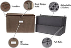 Covermates Keepsakes - Adjustable Zip-Top Storage Box - Configurable FlexGrid Compartments - Heavy Duty Polyester- Reinforced Handles - Stackable Design - Indoor Storage, Brown Heather