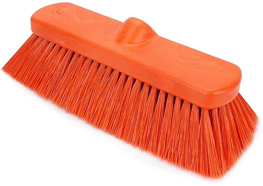 SPARTA 41278EC24 Flo-Thru Plastic Wall Scrub Brush, Equipment Brush With Soft Nylex Bristles For Industrial Kitchens, Hospitals, Commercial Cleaning, 4 Inches, Orange