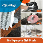 4-Pack Heavy-Duty Dish Scrub Brushes with Stiff Non-Scratch Bristles & Long Handle - Multi-Purpose Kitchen Cleaning Brushes for Pots, Pans, Bottles, Deep Cleaning