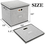 Vinyl Record Storage Box Hold 100+ Lp Albums Foldable Storage Bin with Lid Record Holder for Albums, CDs, DVDs (Grey, Large-2pcs)
