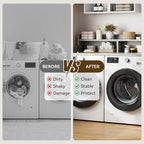 Garvee 54" Washer Dryer Countertop with 2-Tier Shelf, Wooden Laundry Countertop with Non-Slip Pad and Guard Rails, Washer and Dryer Topper for Laundry Room Organization