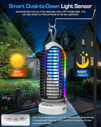 (2 Pack) Bug Zapper Outdoor with Marquee Light, Cordless Mosquito Zapper, 4000mAh Rechargeable Bug Zapper Indoor, Auto On/Off Waterproof Mosquito Trap Fly Zapper for Patio Backyard Kitchen Camping