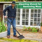 Garden Shovel, Ice Scraper, Multifunctional Cleaning Shovel with 59" Adjustable Handle Heavy Duty Garden Tool for Lawn Edging, Scraping, Weed and Ice Removal