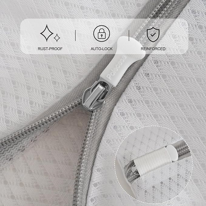 Polecasa 3Pcs Premium 125g Diamond Mesh Laundry Bags, 3 Medium 12 x 16 Inches Durable Laundry Wash Bags with Sturdy Zipper for Delicates