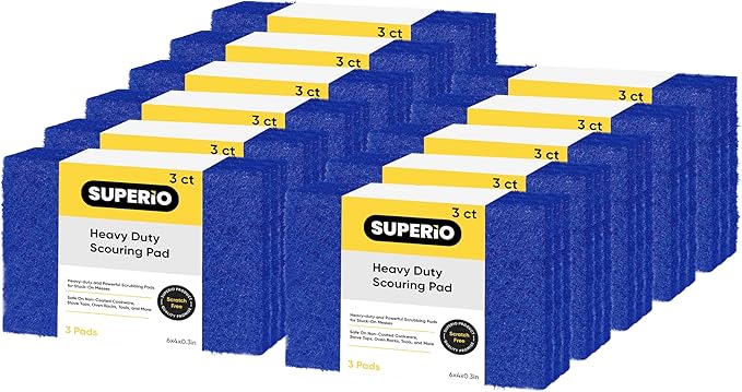 Scouring Pad Non-Scratching Scrubber Non-Scratch Cleaning Scrub Pads Heavy Duty Scouring Pad Reusable Kitchen Scrubbing Pad Pack of 33 Blue, by Superio