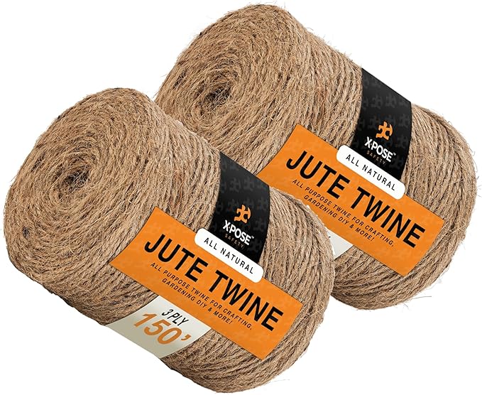 Jute Twine - 3 Ply Brown Roll 150 Feet Natural Jute String for Crafts, Packaging, Wrapping, Decorative Rope Cord for Hanging Ornaments (2 Packs)
