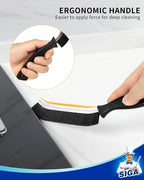 MR.SIGA Crevice Cleaning Brush with Handle, Heavy Duty Scrub Brush for Deep Cleaning, Flexible Grout Cleaner Brush, 5 Pack, Black
