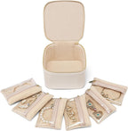 Vlando Jewelry Travel Case,Travel Jewelry Organizer with Clear Velvet Jewelry Bags 6Pcs Zipper Pouch for Women Girl Birthday Gift-White
