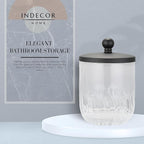 Glass Jar with Metal Lid for Bathroom Organization, Clear Apothecary Jar for Cotton Balls, Q Tips, and Small Accessories, Stylish Bathroom Storage Container Black