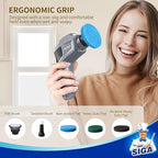 MR.SIGA Electric Spin Scrubber for Kitchen and Bathroom Cleaning, Waterproof Rechargeable Cordless Spin Scrubber with 5 Replaceable Cleaning Brushes and Pads