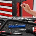 EMENTOL 2PCS 1/4" Magnetic Bits Holder Set - Red and Blue, 86PCS Hole, Bit Organizer with Strong Magnetic, Magnetic Bits Organizer, 2 Pieces