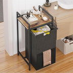 Laundry Hampers,Laundry Basket， Laundry Sorter with Top Shelf & Removable Washable Bags & Side Pockets for Laundry Room organization, Bathroom and Dorm, Rustic Brown and Black