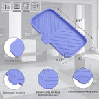 Silicone Bathroom Soap Dishes with Drain Spout-Bathroom and Kitchen Sink Organizer,Sponge Holder,Dish Soap Tray,Perfect for Dispenser,Scrubber,Bottle on Sink or Counter-Light Purple 9.6"×5.3"