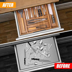 Bellsal Large Premium Acacia Wood Silverware Organizer - Expandable Utensil Drawer Organizer - 17"x19.6" Utensil Holder and Cutlery Tray with Grooved for Kitchen Flatware Utensils(7-9 Slot, Acacia)