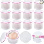 12 Pieces Honeycomb Mesh Laundry Bags for Delicates Underwear Bra Laundry Bags for Washing Machine Sock Laundry Mesh Bags for Delicates Garment Lingerie Wash Bag Net, 6 x 7 Inch (Pink)