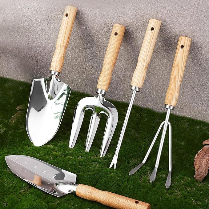 Metal Hand Cultivator Garden Tool with Wooden Handle，Manual Pitch Fork，Weed Digger Hand Tool (StyleC- 3 Pointed)