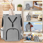 110L Backpack Laundry Bag, Laundry Backpack Heavy Duty with Shoulder Straps, Collapsible and Mesh Pocket Back to School Supplies Hamper Bag for College, Travel, Laundromat, Apartment Grey