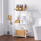 3 Tier Bamboo Bathroom Shelves, Ladder Shelf for Storage, Rustic Home Organizer, Space-Saving Design, Stylish Display Nightstand, Stylish Storage Solution for Home, Living Room, Kitchen