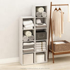 Furinno Reed Closet Organizers and Storage, 5-Tier Closet Organizer, Open Shelf Closet Storage, for Wardrobe, Bedroom, Living Room, White