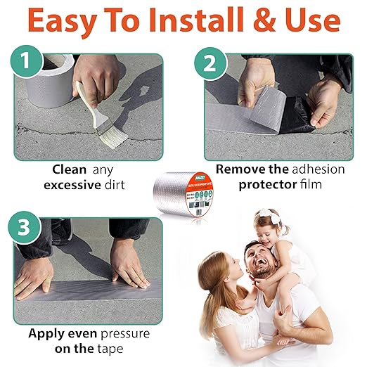 Premium 4in x 16ft Butyl Waterproof Tape - Duct Pipe Sealant Tape Repair Seal Leak Pipe Aluminium Rubber Sealer Window Silicon Metal Silicon Sealing Adhesive Roof