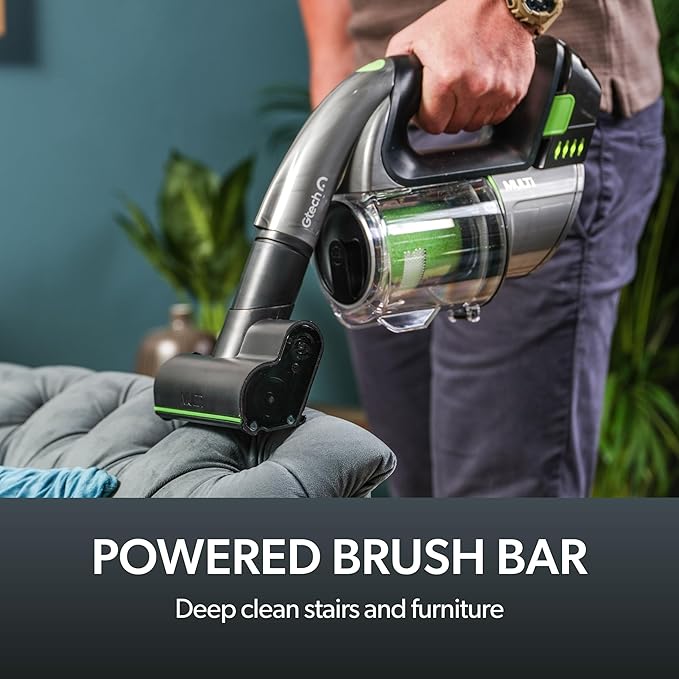 Gtech Multi MK2 Cordless Handheld Vacuum Cleaner with Powered Brush Bar - Mulitple Attachments - Perfect for Home, Stairs, Cars, and More - Rechargeable 22v Li-ion Battery - Lightweight (3.5 lbs.)