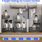 Under Sink Organizer,2 Pack Height Adjustable Under Sink Organizers and Storage, 2 Tier Under Sink Storage for Kitchen Bathroom Cabinet
