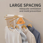 LEQ Wall Mounted Clothes Drying Rack, Garment Rack Foldable Space Saving Laundry Drying Rack with 7 Hanging Rods,Drying Rack Clothing for Laundry Balcony Bedroom Household Wooden