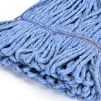 Matthew Cleaning Heavy Duty Mop Head Commercial Replacement for General and Floor Cleaning , Wet Industrial Blue Cotton Looped End String Head Refill (Pack of 12) Blue