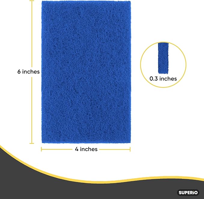 Scouring Pad Non-Scratching Scrubber Non-Scratch Cleaning Scrub Pads Heavy Duty Scouring Pad Reusable Kitchen Scrubbing Pad Pack of 36 Blue, by Superio