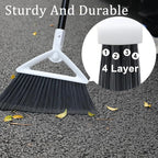 Heavy Duty Angle Broom 4 Pack - White Broom for Outdoor & Indoor, Garage, Driveway, Sidewalk, Kitchen & More, Long Handle