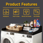 Washer Dryer Countertop, Laundry Wood 2 Tier Shelves Topper with Edge, 54" W x 26.7" D Cover Guard Organizer for Washer and Dryer Laundry Hamper Counter Storage Organization Black