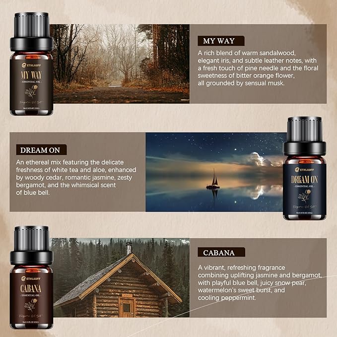 Hotel Diffuser Oils, Hotel Collection Diffuser Oil, Luxury Essential Oil Set for Diffuser, Soap & Candle Making Scents - My Way, Dream On, Cabana, 24k Magic, Black Velvet, Sweetest Taboo