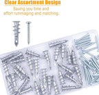 KURUI #8 Zinc Self-Drilling Drywall Anchors, 60PCs Hollow Metal Wall Anchors and Screws Kit, 30 Heavy Duty Anchors + 30#8 x 1-1/4'' Screws, 75LB Hanging and Mounting