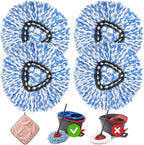 Spin Mop Head Replacement - 4 Pack Microfiber, Blue for O-Ceda Spinning Mop, EasyWring RinseClean, 2 Tank System Bucket
