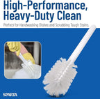 SPARTA 367600TC02 Plastic Household Dish Brush, Dish Brush, Dish Scrub Brush With Lightweight Or Break Resistant? For Cleaning, 11 Inches, White