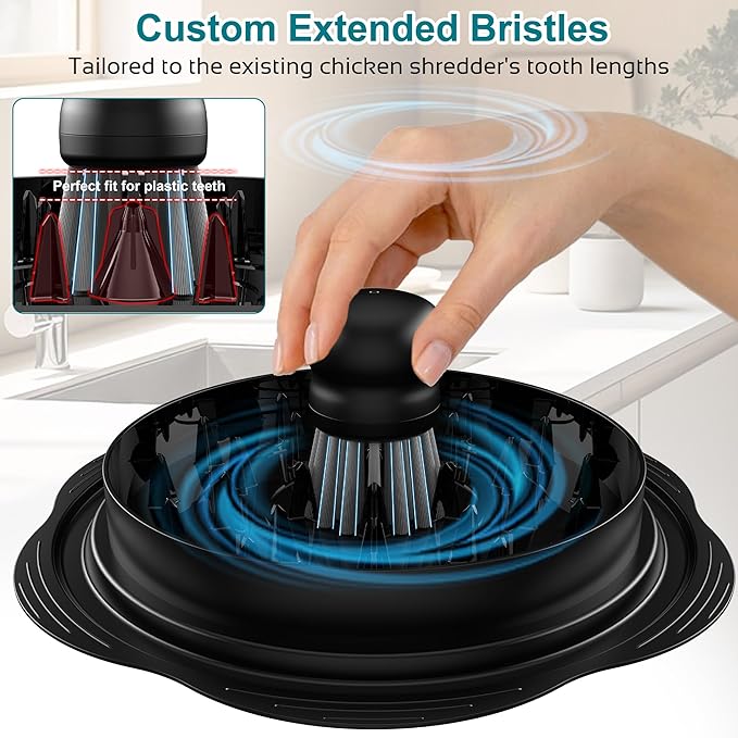 Mini Dish Brush for Cleaning Chicken Shredder, Palm Brush Dish Scrubber with Ergonomic Grip, Kitchen Brush for Washing Dishes, Pans, Pots, Sink (1, Black)